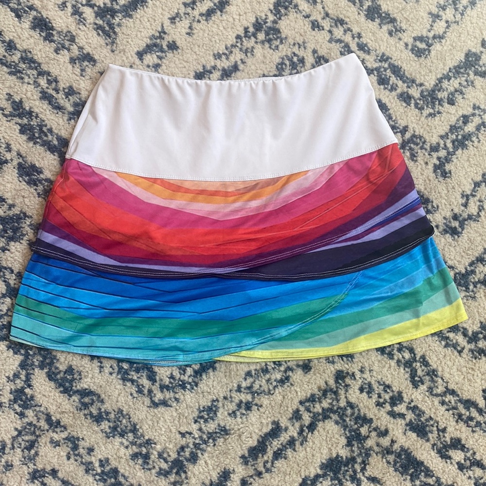 Lucky in Love Rainbow Scalloped Tennis Skirt
